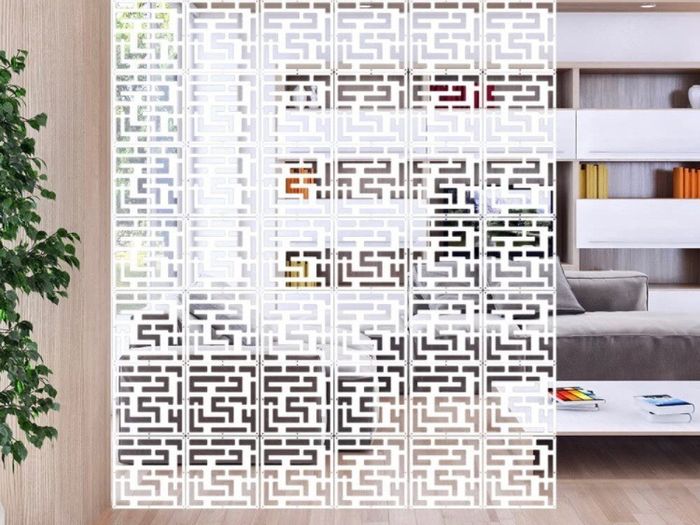 12Pc/set White Room Divider Screens, Wood-Plastic Hanging Screen Panel,Folding Privacy Room Divider Panels,DIY Home Partition Decor 29x29cm (MULTIPLE DESIGNS)