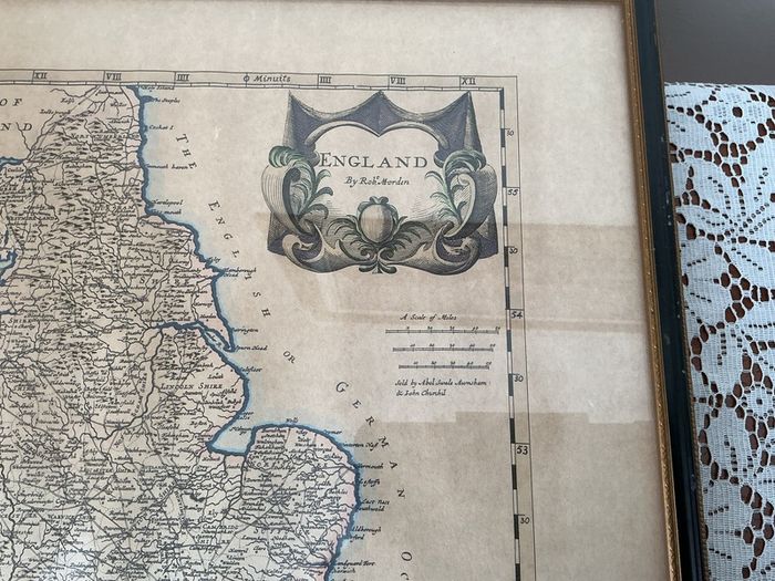 Vintage map of England in vintage frame
