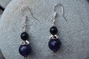 Purple Agate earrings, Gemstone earrings,Purple/silver earrings.New,Gift