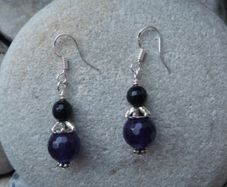 Purple Agate earrings, Gemstone earrings,Purple/silver earrings.New,Gift