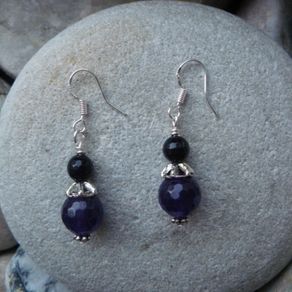 Purple Agate earrings, Gemstone earrings,Purple/silver earrings.New,Gift