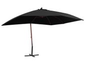 Hanging Parasol with Wooden Pole 400x300 cm Black