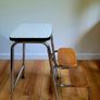 Vintage 1970s French Fold Out Kitchen Step Stool Chrome & Wood Image 8