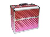 Large Professional Cosmetics Case, 35 x 22 x 36 cm, Black Carbon Robust Aluminium Nail Case, Beauty Case with Lots of Storage Space, Foldable Compartments Distributed on Two Levels, Easy to Clean
