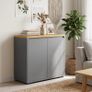 Kitchen Sideboard Storage Cabinet with 2 Doors & Adjustable Shelf, Multipurpose Cupboard for Living Room, Hallway & Entryway, Grey Image 5
