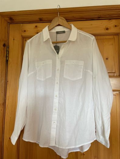 Oasis white blouse long short sleeve size 14 - New with tags