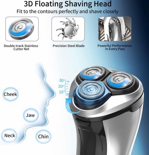Electric Shavers for Men Cordless Rechargeable,Electric Razor for Men Wet&Dry Waterproof,Mens Shaver with Pop-up Beard Trimmer,Rotary Shaver with LED Display