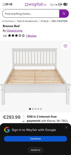White Wooden Bed frame - Double