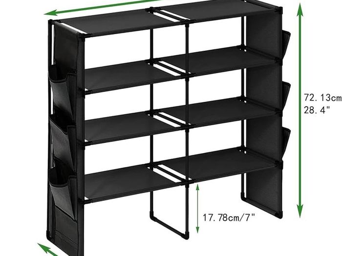 FREE EXPRESS SHIPPING 4-Tier Shoe Rack, Shoe Racks Storage Organizer, Shoe Holder with 6 Side Pockets, Large Shoe Storage Shelves for Wardrobe Bedroom Door Closet Entryway Hallway, Holds Up To 20-24 Pairs