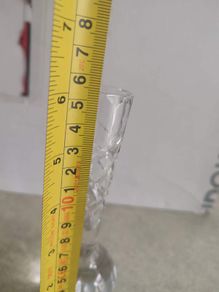 Vintage Crystal Bud Vase Diamond Cut 15.5cm Tall With Havey Base Work As Paper Wight.