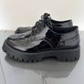 Schuh Wide Fit Black Patent Chunky Brogues Image 3