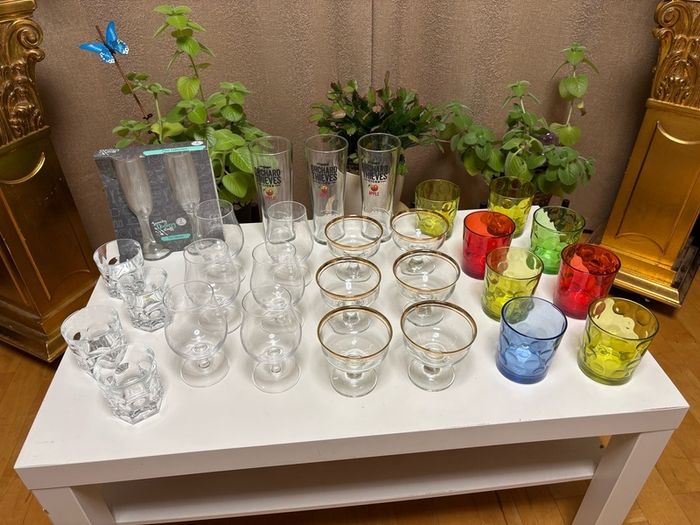 Large set of various glasses