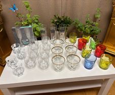 Large set of various glasses