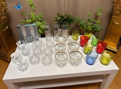 Large set of various glasses