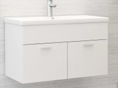 Sink Cabinet with Built-in Basin White Chipboard