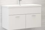 Sink Cabinet with Built-in Basin White Chipboard