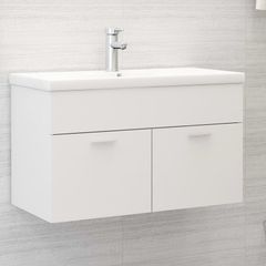 Sink Cabinet with Built-in Basin White Chipboard