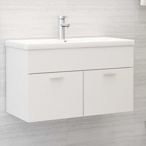 Sink Cabinet with Built-in Basin White Chipboard