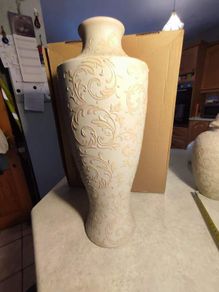 Beige Patterned Swirl large vase.