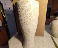 Beige Patterned Swirl large vase.