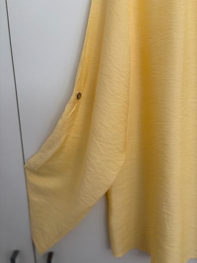 Yellow V Neck Long-Sleeve Shirt with button up