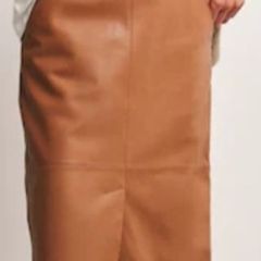 Tan leather column skirt