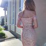 stunning dress with sequins and beads rose gold size small padded Image 2