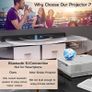 Mini Projector with Bluetooth and Projector Screen, Full HD 1080P Supported 7500 lux Portable Video-Projector, Home Theater Movie Projector Compatible with HDMI,VGA,USB,AV,Laptop,Smartphone (FREE SHIPPING) Image 2