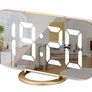 Digital Clock Large Display, LED Electric Alarm Clock Mirror Surface for Makeup with Diming Mode, 3 Levels Brightness, Dual USB Ports Modern Decoration for Home Bedroom Decor (MULTIPLE COLOURS) Image 2