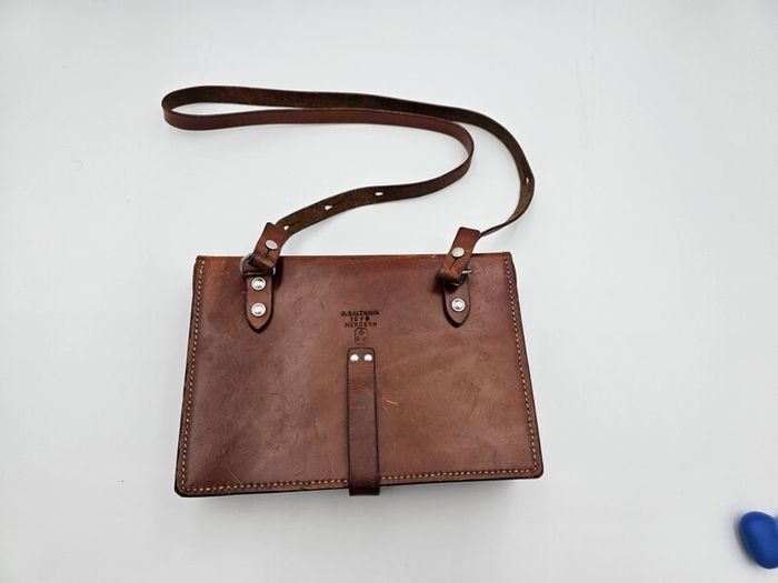 Original Swiss Army Issued Officier Leather Bag Collectable with Swiss Decorations