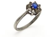 Vintage 925 Sterling Silver Blue Stone Ring, London 1981