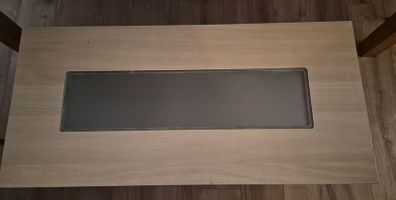 coffee table and glass