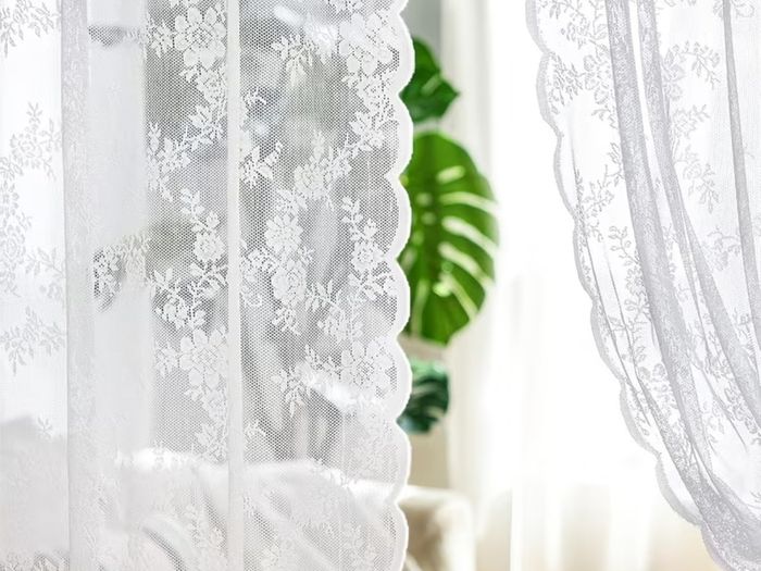 2 PC Brand New White Lace Sheer Curtains
