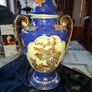 Vintage Twin Handled Japanese Cobalt Blue & Gold Lidded Urn or Amphora Vase, Postage available or Collection Image 5