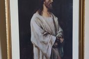 Vintage Religious Framed Picture - The Saviour/Christ Before Pilate - Mihaly Munkacsy