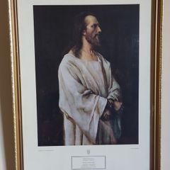 Vintage Religious Framed Picture - The Saviour/Christ Before Pilate - Mihaly Munkacsy
