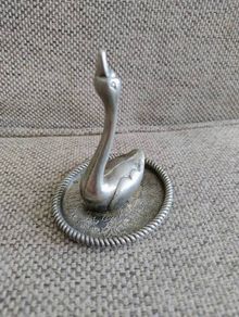 Vintage swan ring holder silver plated 10cm high see all photos FREE STANDARD POSTAGE INCLUDED