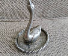 Vintage swan ring holder silver plated 10cm high see all photos FREE STANDARD POSTAGE INCLUDED