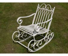 Rocking chair Single White Straight D2440