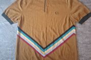 Fred Perry Knitted Cycling Neck Shirt Dark Caramel Half Zip Polo M