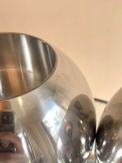 Pair of Vintage 90's Ikea Aluminium Nassjo Sphere Candle Holders
