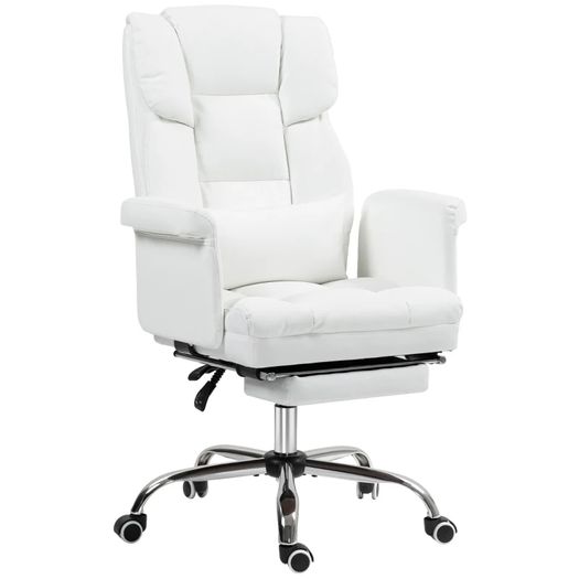 Ergonomic Office Chair, height-adjustable 48-56 cm, reclining backrest, footrest, White