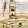 4-Tier Liquor Cabinet with wheels,Wine Rack Freestanding Floor, Bar Cart for Liquor Whiskey Wine,Versatile Wine Bottle Display Shelf,Mini Bar for Home Living Room,White Image 8