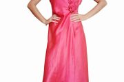 Savida hot pink satin slip dress with rose