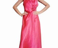 Savida hot pink satin slip dress with rose