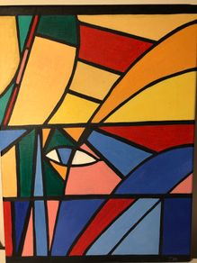 Stain Glass Original Oil Painting