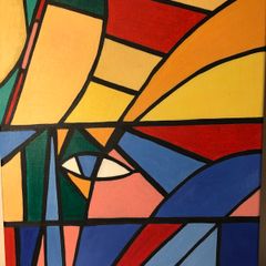Stain Glass Original Oil Painting