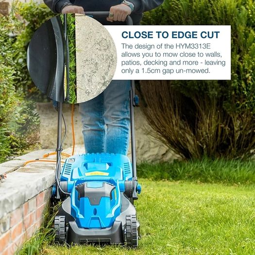 1300W Electric Lawn Mower  33cm Lightweight Corded Lawnmower, 30L Grass Box, Foldable Handle, 3 Cutting Heights, Ideal for Small Gardens