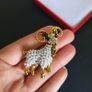 White Faux Pearl and Crystals Goat Brooch, Ram Lamb Ewe Sheep Shawl Pin Farm Animals Jewellery and Accessories Image 3