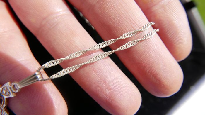 Vintage Sterling Silver 925 Celtic Heart Cross Pendant Necklace 18,2"